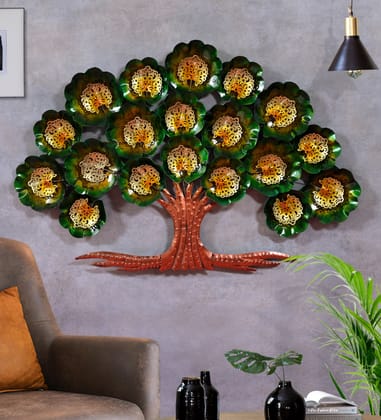 Indraj Premium Craft Handcrafted Decorative Metal Tree Wall Showpiece with Floral Design | LED Wall Tree for Living Room, Restaurant, Gift | 96 Cm Length Indraj Premium Craft Handcrafted Decorative Metal Tree Wall Showpiece with Floral Design | LED Wall Tree for Living Room, Restaurant, Gift | 96 Cm Length