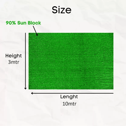 Greenery (10Ft'x30Ft')- Green Shade Net, 75% Sunlight Block For Gardening/Plants/Balcony Portable Green House (Green) Greenery (10Ft'x30Ft')- Green Shade Net, 75% Sunlight Block For Gardening/Plants/Balcony Portable Green House (Green)