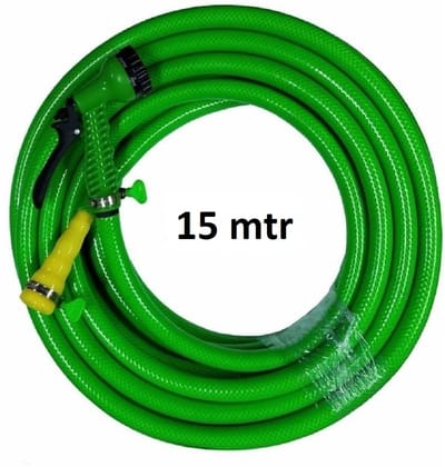 Greenery 15 MTR PREMIUM BRAIDED HOSE GREEN 1/2" INCH WITH 8 MODE / PATTERN SPRAYER AND NOZZLE FOR MULTIPURPOSE USE SUITABLE FOR GARDEN, CARWASH, PETWASH Hose Pipe Greenery 15 MTR PREMIUM BRAIDED HOSE GREEN 1/2" INCH WITH 8 MODE / PATTERN SPRAYER AND NOZZLE FOR MULTIPURPOSE USE SUITABLE FOR GARDEN, CARWASH, PETWASH Hose Pipe