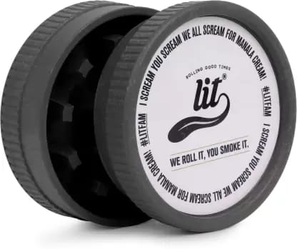 LIT 63mm, Classic Plastic Herb crusher, Grinder Medium with filter(BLACK) Hand Muller Grinder