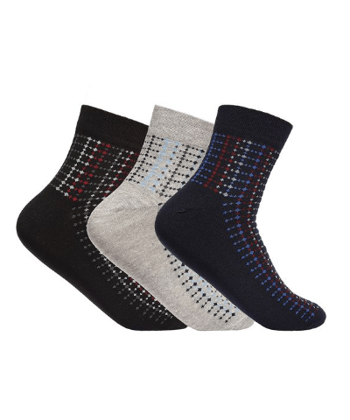 Men's All-Over Combed Cotton Ankle-Length Socks – Pack of 3 Pairs
