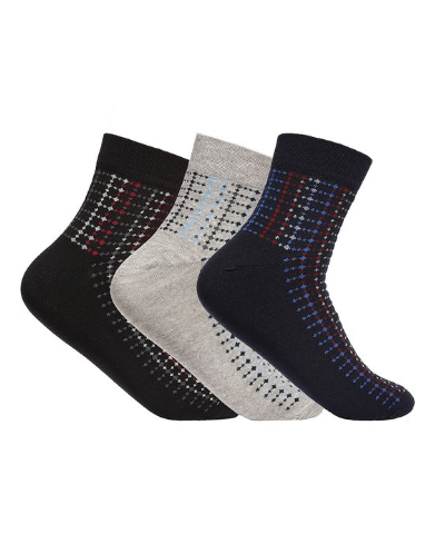 Men's All-Over Combed Cotton Ankle-Length Socks – Pack of 3 Pairs