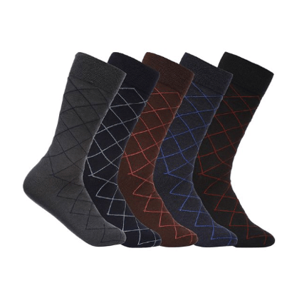 Men's All-Over Combed Cotton Crew-Length Socks – Pack of 5 Pairs