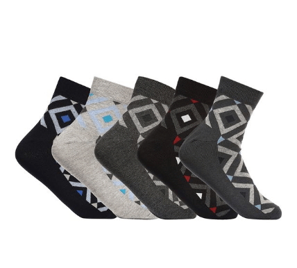 Men's All-Over Colorful Combed Cotton Ankle-Length Socks – Pack of 5 Pairs