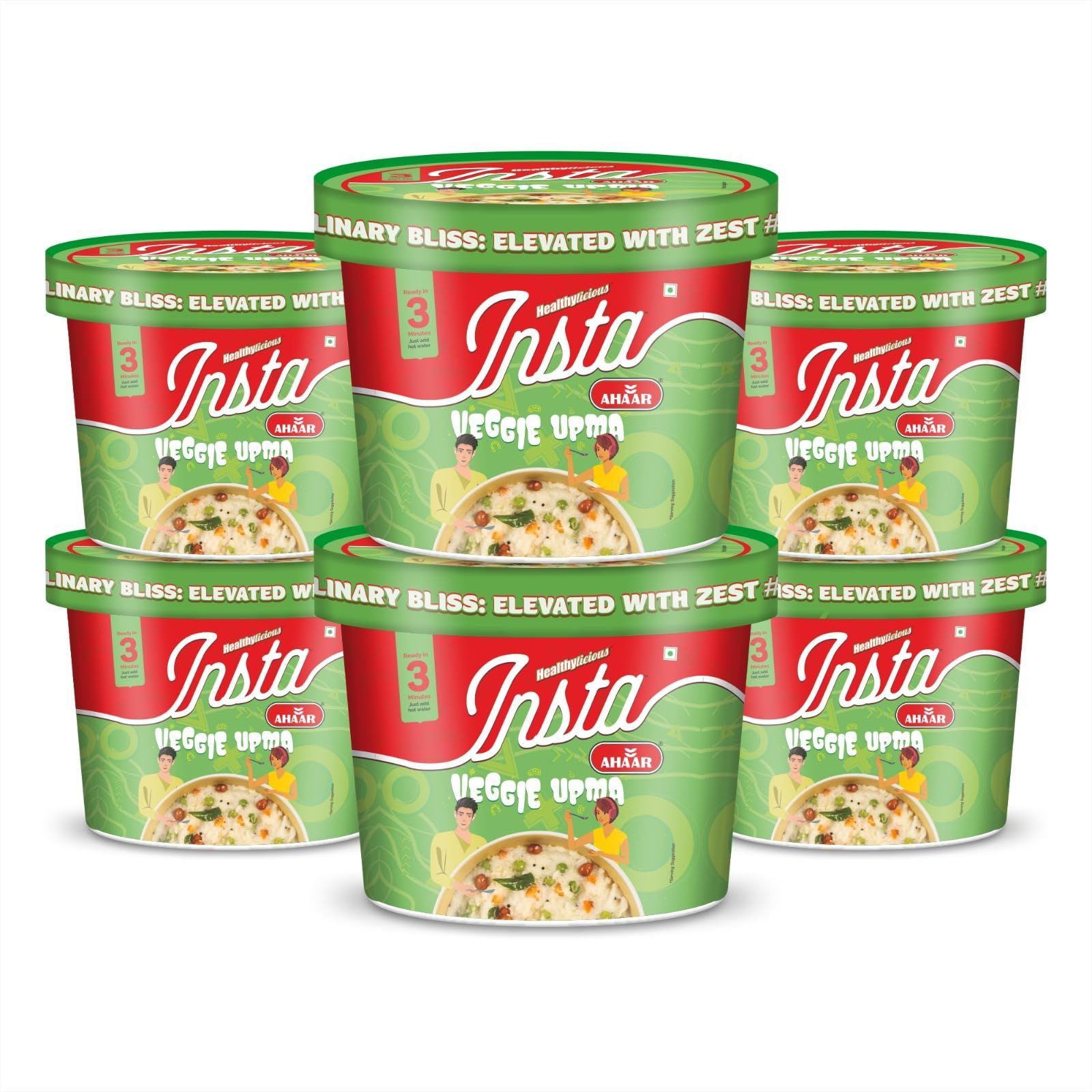 Insta Ahaar Veggie Upma - Cup 80g | Ready-to-Eat | Instant Snack