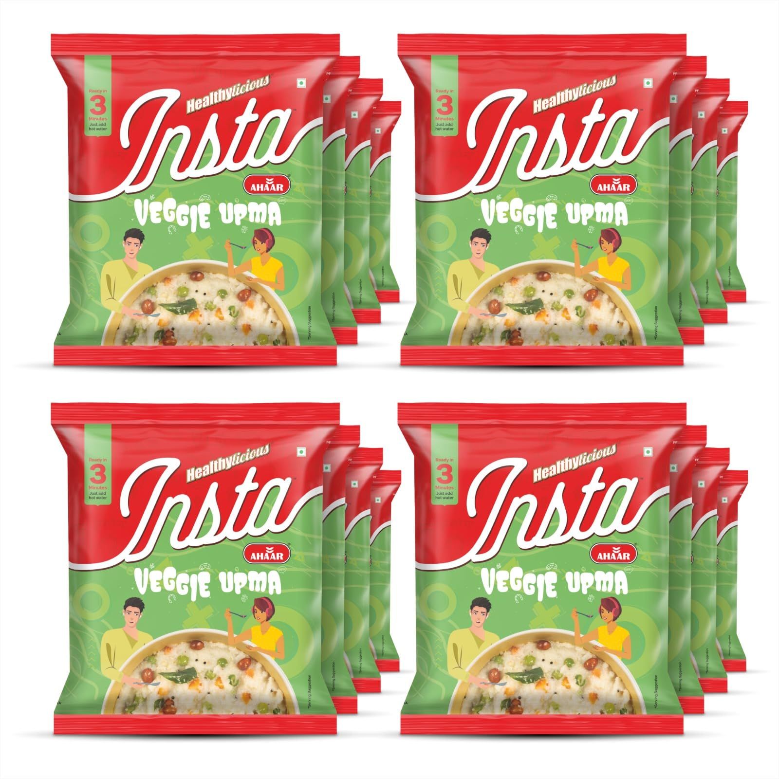 Insta Ahaar Veggie Upma - 60g | Ready-to-Eat | Instant Snack