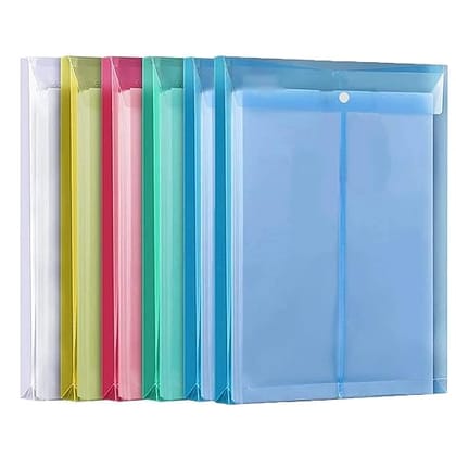 6-Pack A4 Size Clear Plastic Envelopes W/ Snap Button pack of 2 6-Pack A4 Size Clear Plastic Envelopes W/ Snap Button pack of 2