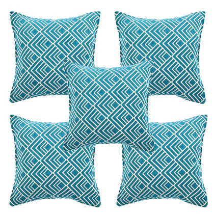 Chenille Velvet 5 Piece Cushion Cover Set for Sofa Living Room Plus Pillow case for Home & Office, Size 40 x 40 cm, Sky Blue