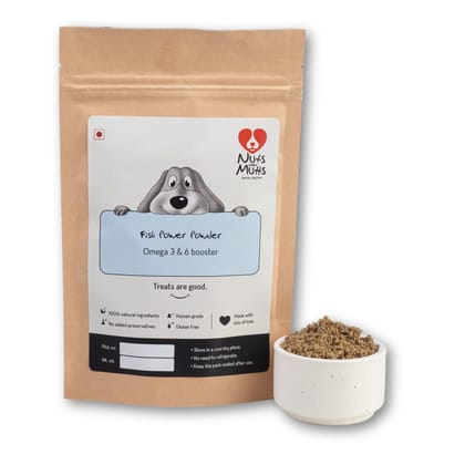 Nuts Over Mutts Fish Powder. Rich in Omega 3 and 6. Food Topper for Dogs. for Shiny Skin and Coat. 1 Pack (100 gm) Nuts Over Mutts Fish Powder. Rich in Omega 3 and 6. Food Topper for Dogs. for Shiny Skin and Coat. 1 Pack (100 gm)