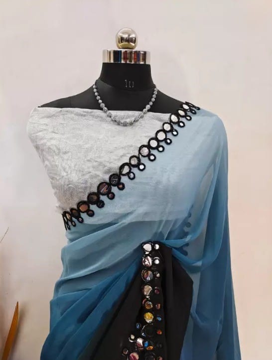 Self Design, Embellished Bollywood Georgette Saree
