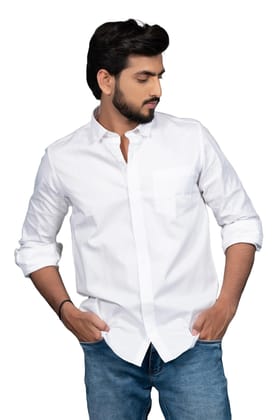 Vooz Men's Cotton Long Sleeve Shirt, Cut Away Collar, Slim Fit, White Vooz Men's Cotton Long Sleeve Shirt, Cut Away Collar, Slim Fit, White