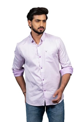 Vooz Casual Cotton Blend Shirt for Men, Purple, Cut Away Collar, Full Sleeve, Made in India Vooz Casual Cotton Blend Shirt for Men, Purple, Cut Away Collar, Full Sleeve, Made in India
