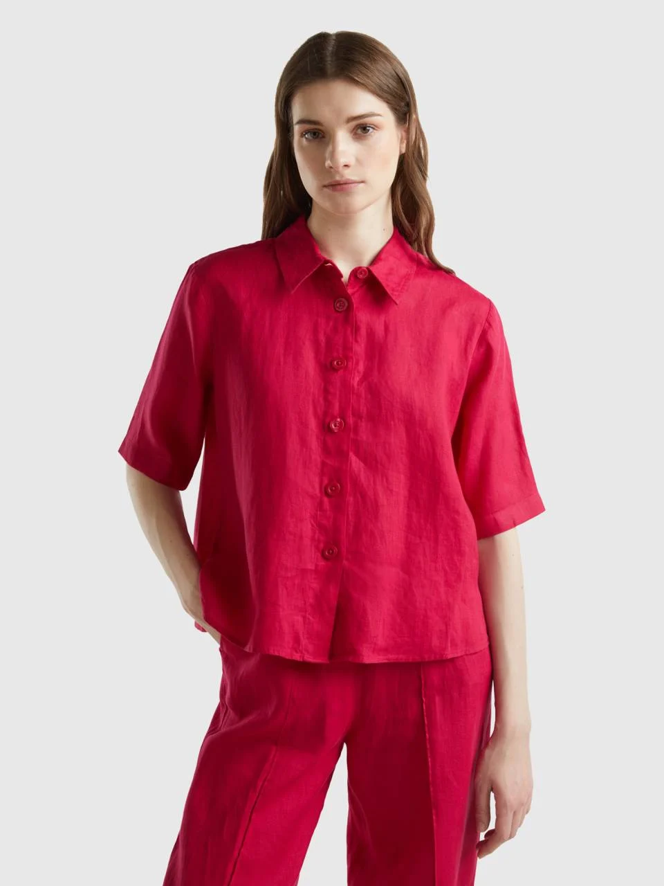 Women's Casual Linen Button-Down Shirt