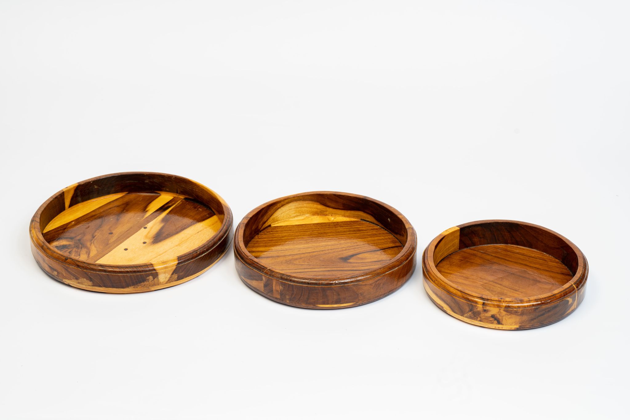 Wooden Round Tray(Set of three)
