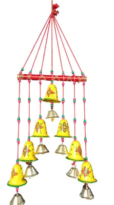 Riddhi Siddhi Handicraft Bell Bamboo Wind Chimes Full Door, Wall Hanging for Home, Temple, Event