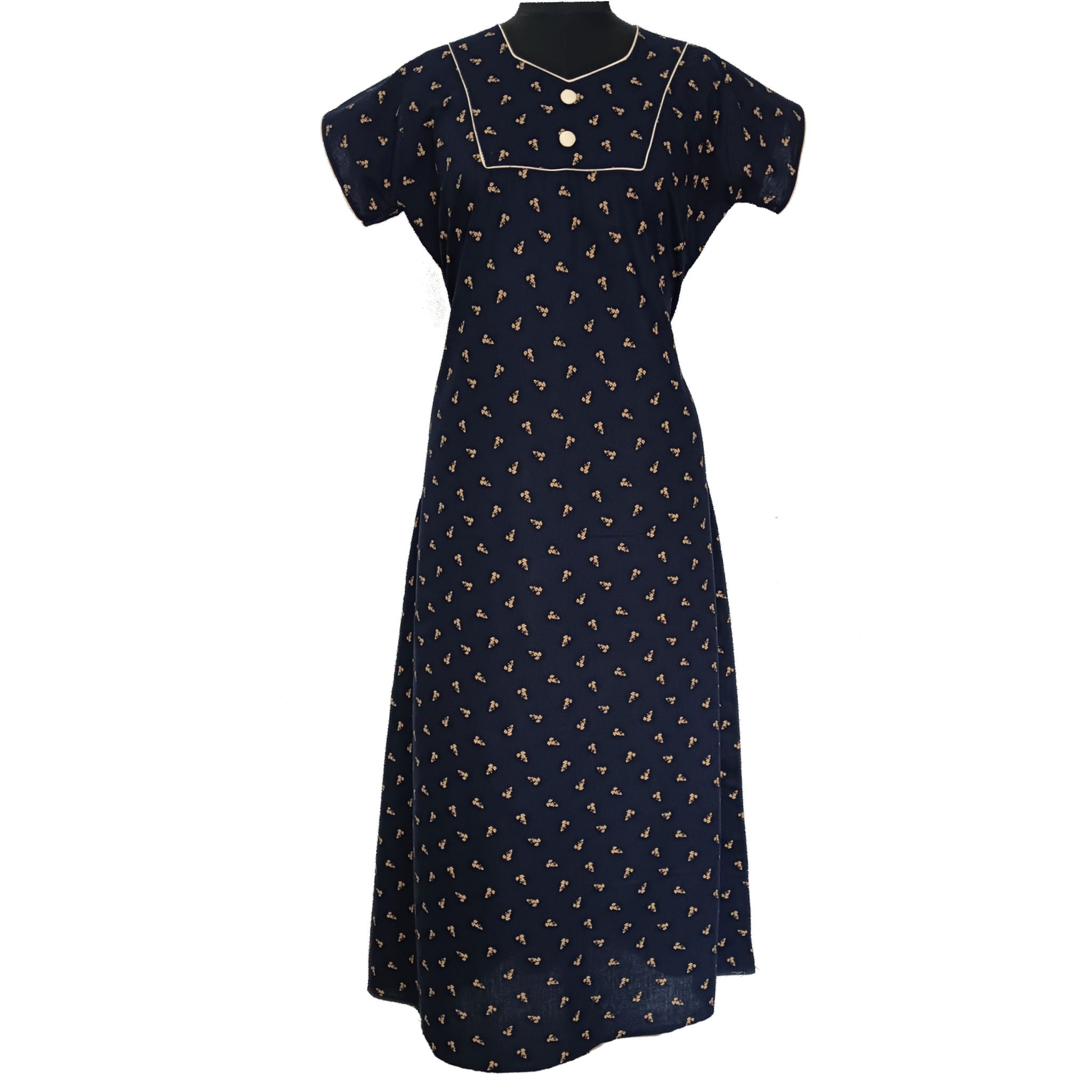Women's Blue Cotton Floral Print Nightgown