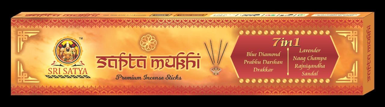 7 in 1 Premium Incense Sticks - Blue Diamond, Prabhu Darshan, Drakkar, Lavender, Naag Champa, Rajnigandha, Sandal