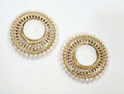 Gold Metal Pearl Tealight Candle Holder