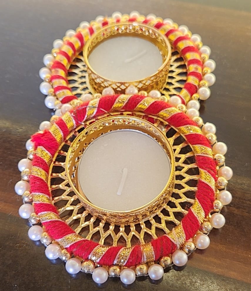 Beautiful Pearl and Beaded Tealight Candle Holders