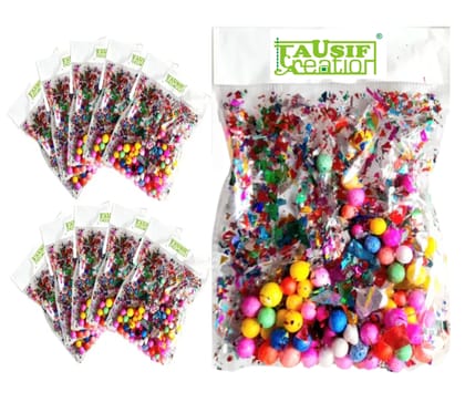 TAUSIF CREATION® New Colourful Craft Balls with Confetti for Celebrations Especially Birthday Party/Weddings and DIY Art & Craft Projects Multicolour (10 Pouches) TAUSIF CREATION® New Colourful Craft Balls with Confetti for Celebrations Especially Birthday Party/Weddings and DIY Art & Craft Projects Multicolour (10 Pouches)