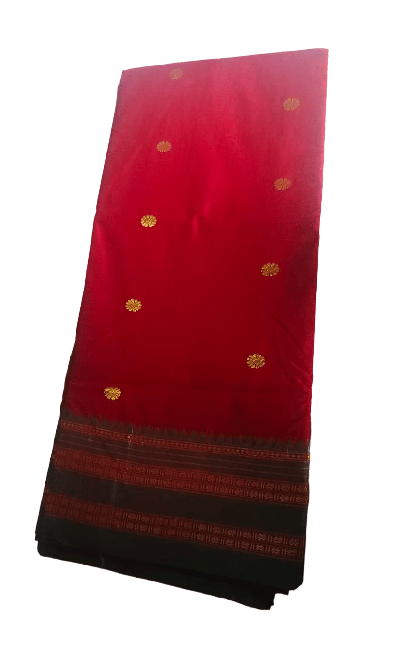 Floral Zari Motifs Scarlet Red Kanchipuram Silk Saree