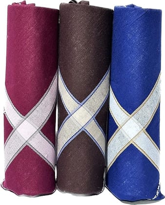 Royal Mart Men's Dark Color Striped Premium Handkerchief - Pack of 3 Royal Mart Men's Dark Color Striped Premium Handkerchief - Pack of 3