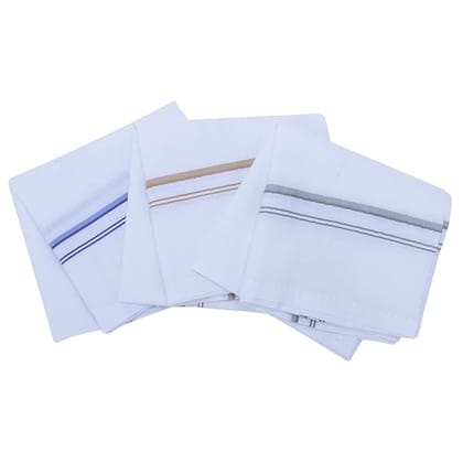 Royal Mart Premium Men's Handkerchief with Colored Stripes - Elevate Your Style for Any Occasion (White) Pack of 3 Royal Mart Premium Men's Handkerchief with Colored Stripes - Elevate Your Style for Any Occasion (White) Pack of 3