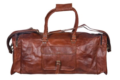 Joyait Leather Handicraft - Genuine Leather Brown Vintage Luggage Unisex Duffle Travel Bag for Men/Men's/Boys/Girls/Women's (32 inch)