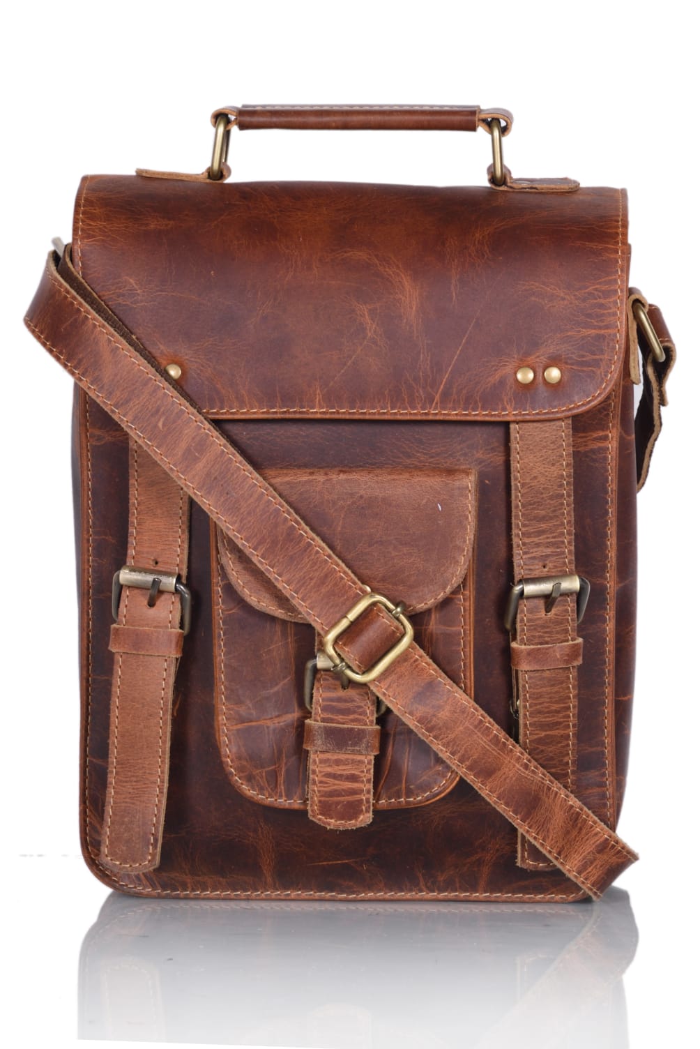Joyait Leather Handicraft  -  100% Leather Shoulder bag, Travel Bag for Men & Women - Brown