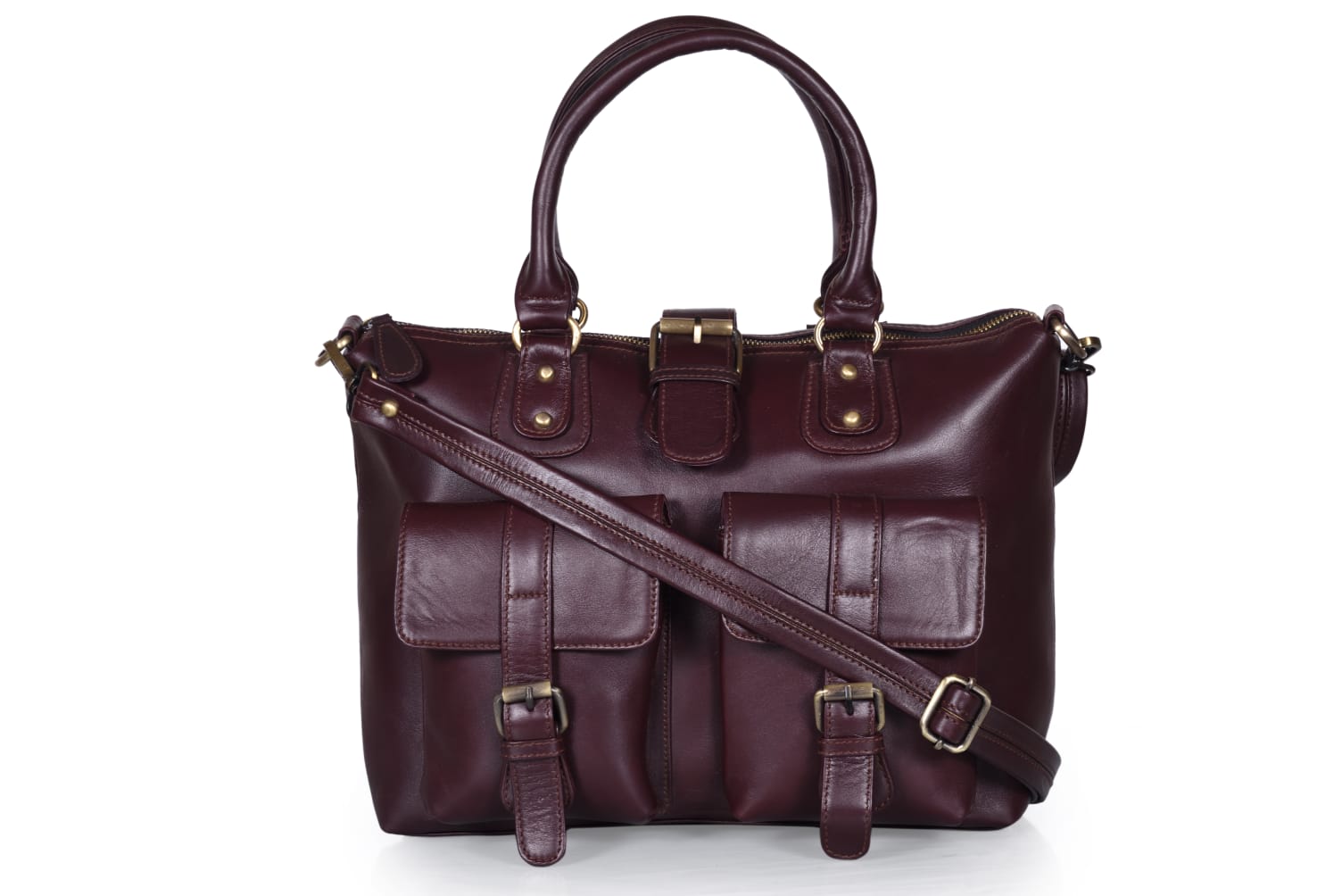 Joyait Leather Handicraft  -Top Grain Cowhide Leather, 16 Leather Ladies' Laptop Briefcase, Red