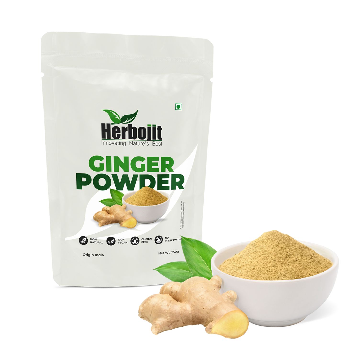 Herbojit Ginger Powder | 100% Natural, Vegan, Gluten-Free | No Preservatives | Pure & Authentic Ground Ginger Spice - 200g | Indian Origin
