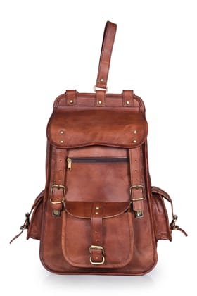 Joyait Leather Handicraft -Handmade Leather Backpack Shoulder Rucksack Trendy Stylish Travel Bag for Boys and Girls Perfect for Vintage Vibes in College School and Unisex Office for Men & Women