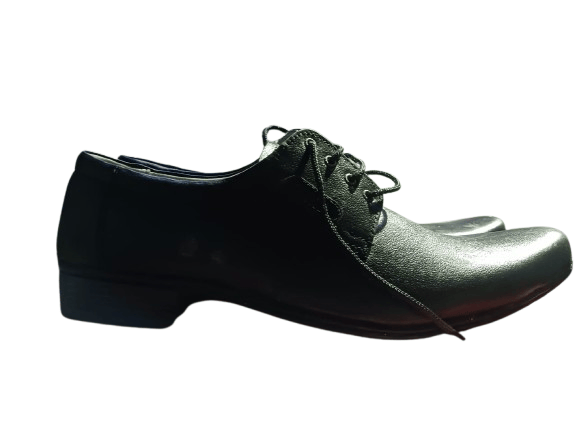 Men's Black Faux Leather Lace-Up Oxfords