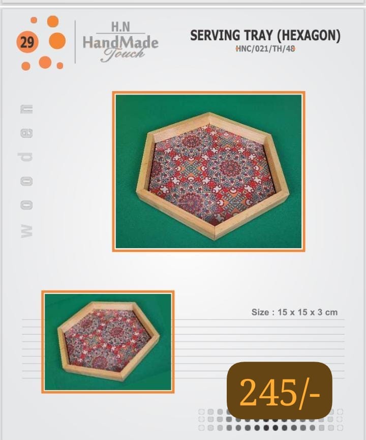  Handmade Wooden Hexagon Serving Tray