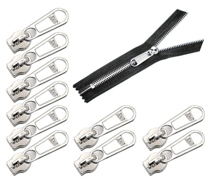 TAUSIF CREATION® SMY Glossy Silver Metal Zipper Slider/Runner/Puller for Replacement, Fix Zip Puller Fastener Repair for Cloth/Jacket/Backpack Instant Fixing DIY (5 No. / Size) Pack of 10 Pc TAUSIF CREATION® SMY Glossy Silver Metal Zipper Slider/Runner/Puller for Replacement, Fix Zip Puller Fastener Repair for Cloth/Jacket/Backpack Instant Fixing DIY (5 No. / Size) Pack of 10 Pc