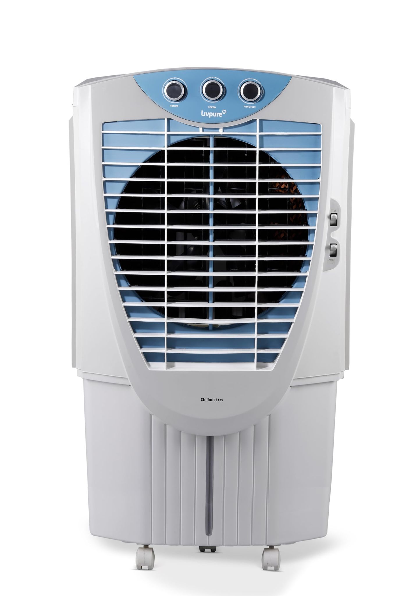 LIVPURE CHILLMIST 105 L DESERT AIR COOLER WITH ANTI-BACTERIAL HONEYCOMB PAD, POWERFULL AIR DELIVERY AND 2 YEAR WARRANTY ON MOTOR (WHITE & BLUE)