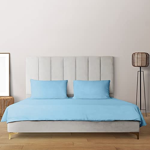 Livpure Smart Premium Cotton 300 TC Bedsheet - King (Light Blue) with 2 Pillow Covers