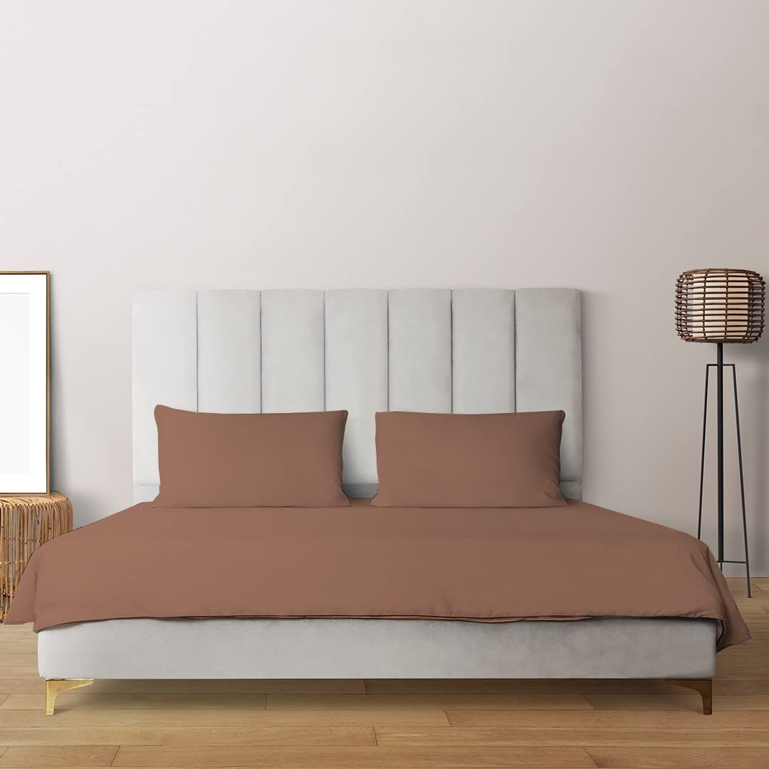 Livpure Smart Premium Cotton 300 TC | Ultra Soft |Moisture Wicking and Skin Friendly Bedsheet- Queen (Mocha Brown) with 2 Pillow Covers