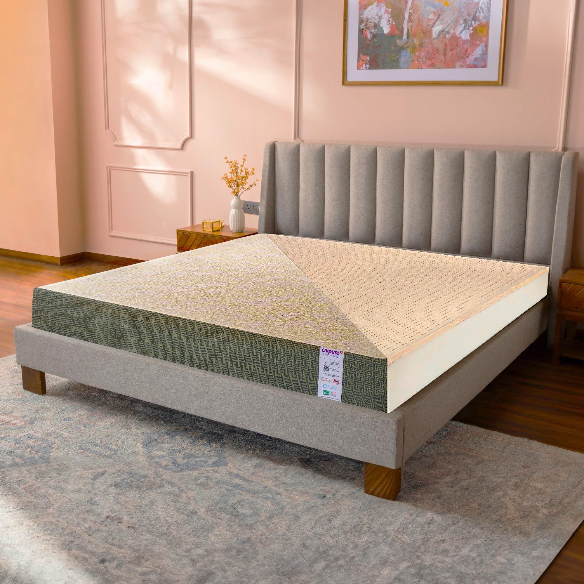 Livpure Smart Ortho Latex Luxe 100% Natural Pin-Core Latex & HD Foam Mattress | Stress-Relief BIOCRYSTALS