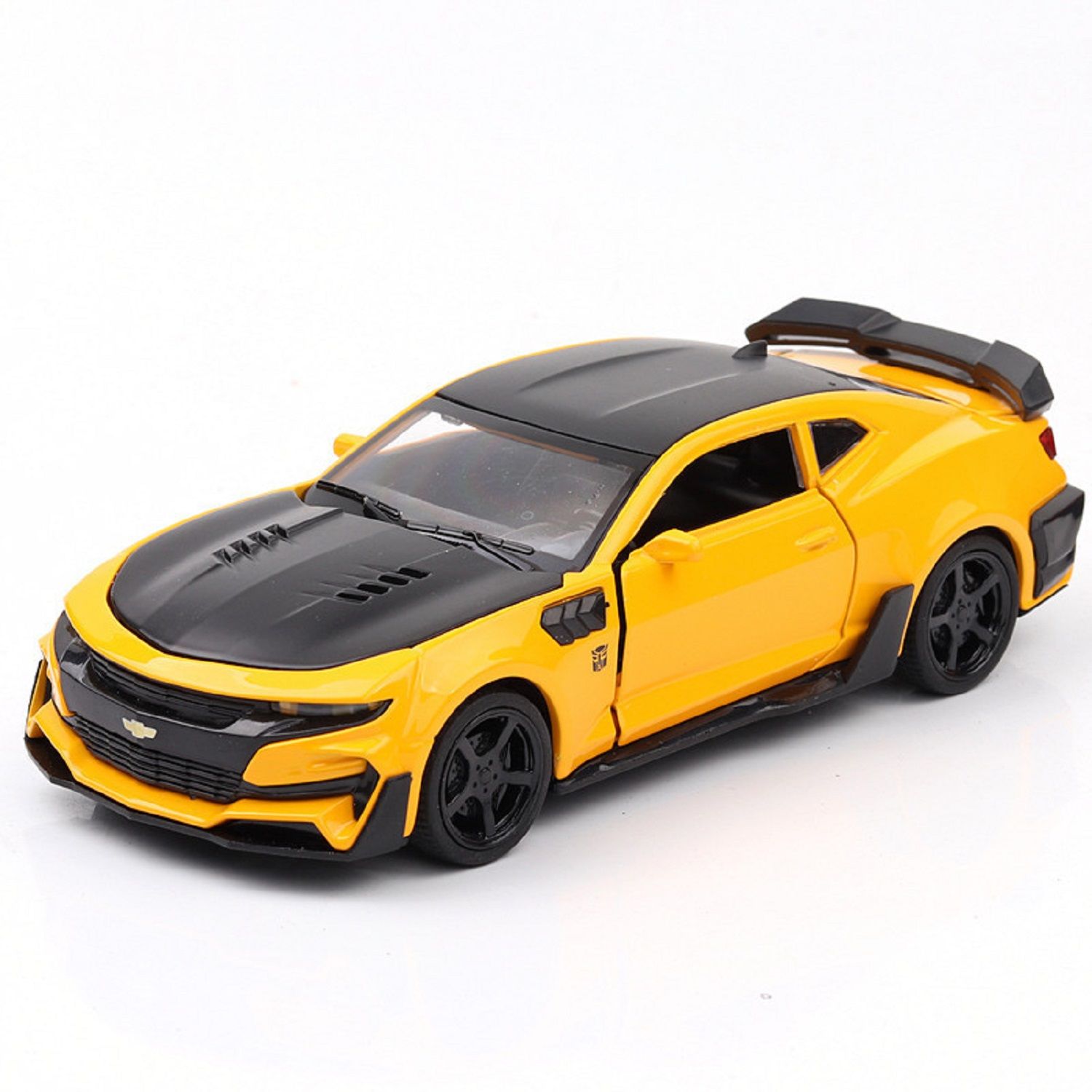 KTRS ENTERPRISE 1:24 Alloy Metal Pull Back Die-cast Car Model Car Pull Back car Super car with Openable Doors with Sound and Light Doors & Light Music Boys Toys Kids (Bumblebee Boxeds)