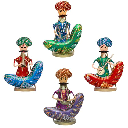 MEGHWANSH HENDICARFT - Rajasthani Moustache Musicians - Hand-Painted Decorative Showpiece Set of 4Musical Statues - Vibrant Tabletop & Wall-Mountable Figurines MEGHWANSH HENDICARFT - Rajasthani Moustache Musicians - Hand-Painted Decorative Showpiece Set of 4Musical Statues - Vibrant Tabletop & Wall-Mountable Figurines