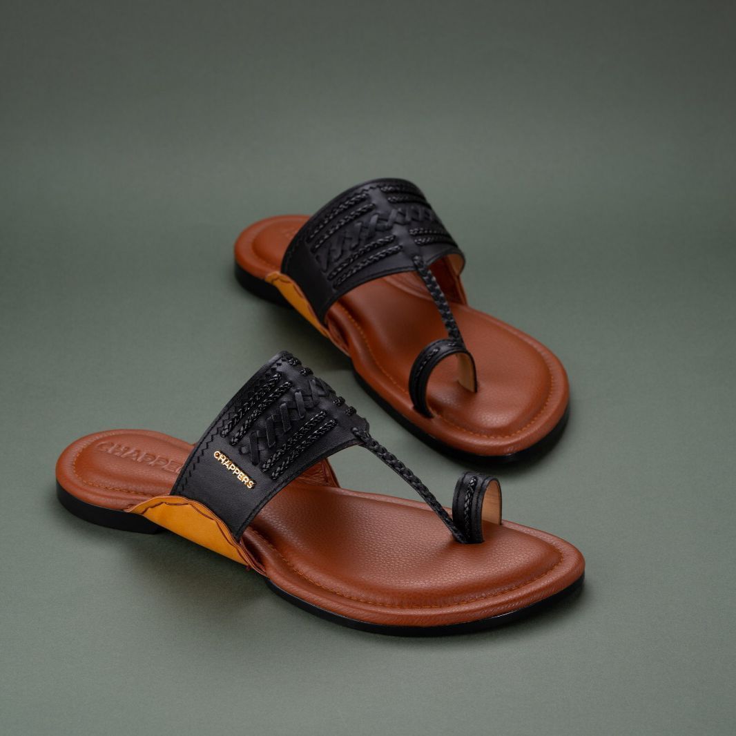 Zora - Brown Black Handmade Leather Sandals