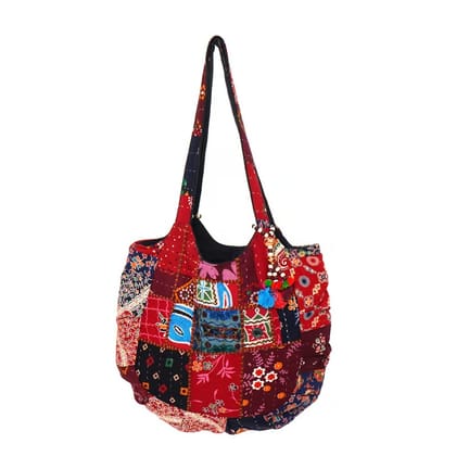 SURYANAGRI CRAFT Rajasthani Embroidered Shoulder Bag, Pure Cotton Shoulder Bag With Handmade Beautiful Patchwork