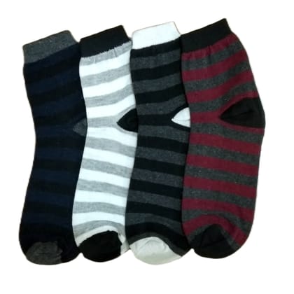 4-Pack Mens Striped Casual Crew Socks 4-Pack Mens Striped Casual Crew Socks