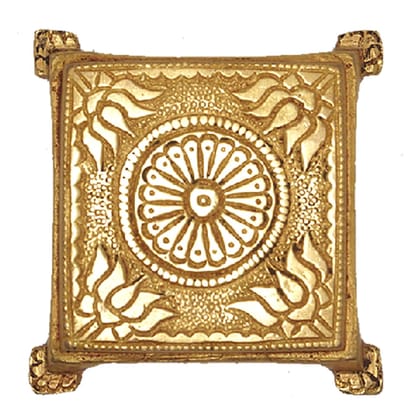 Shri Vankal Maa Art - Hand-Made Brass Bajath (Small, Yellow)