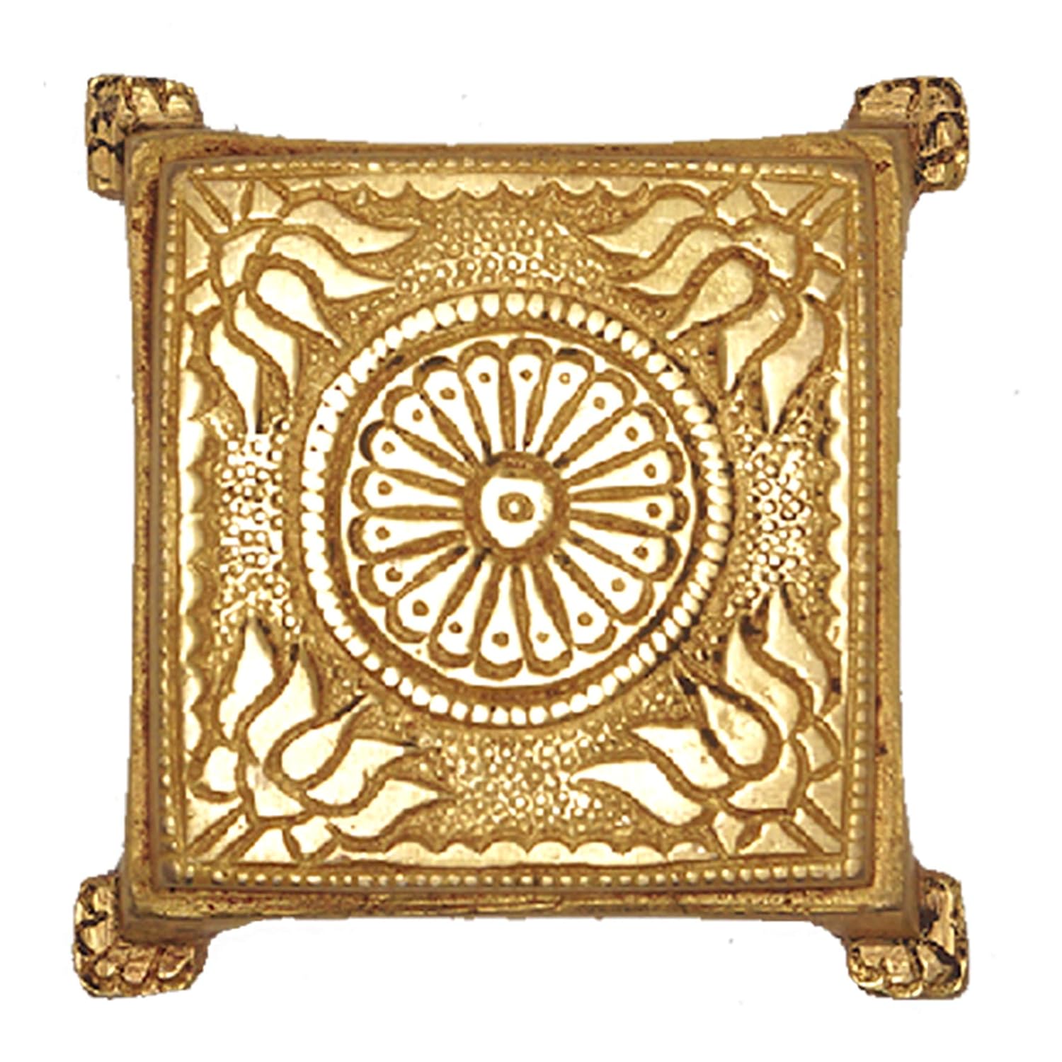 Shri Vankal Maa Art - Hand-Made Brass Bajath (Small, Yellow)