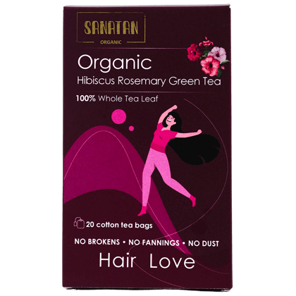 Sanatan Organic Hibiscus Rosemary Haiir Love Green Tea- 20 sachets