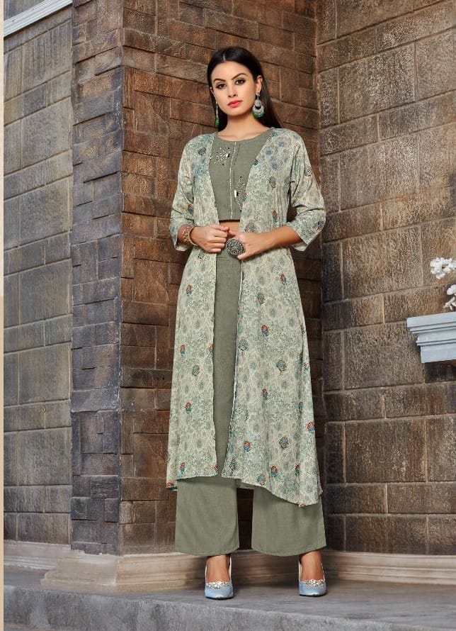 Cool Grey Indo Western Kurta Sets 1003