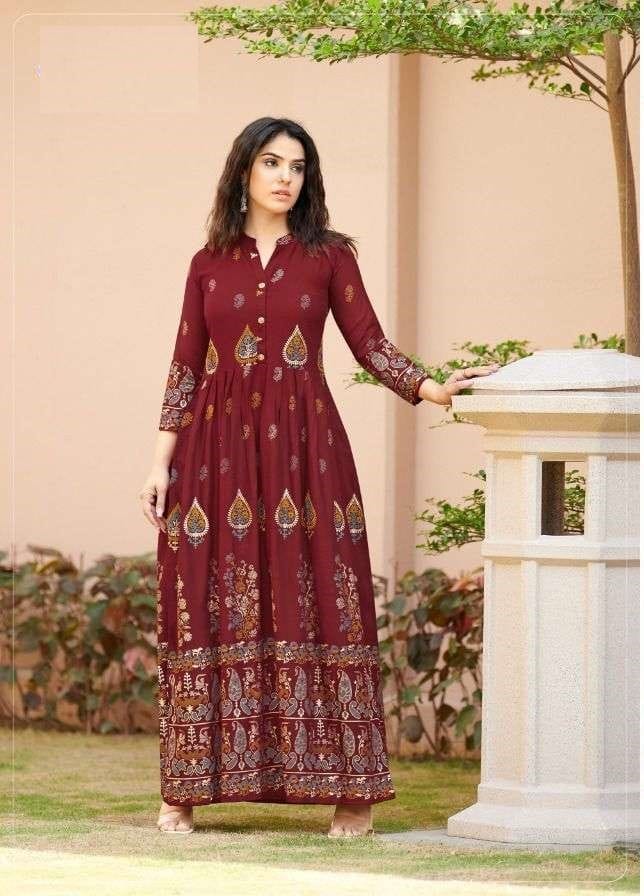 Pure Rayon All Over Print Long Kurtis 508