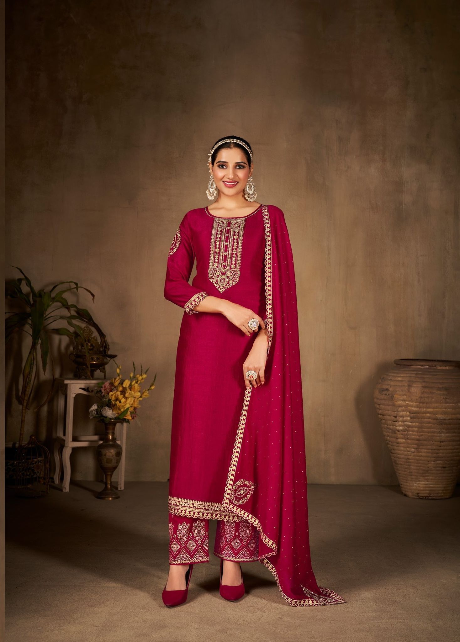Rani Pink Silk Festive Salwar Suits 4544